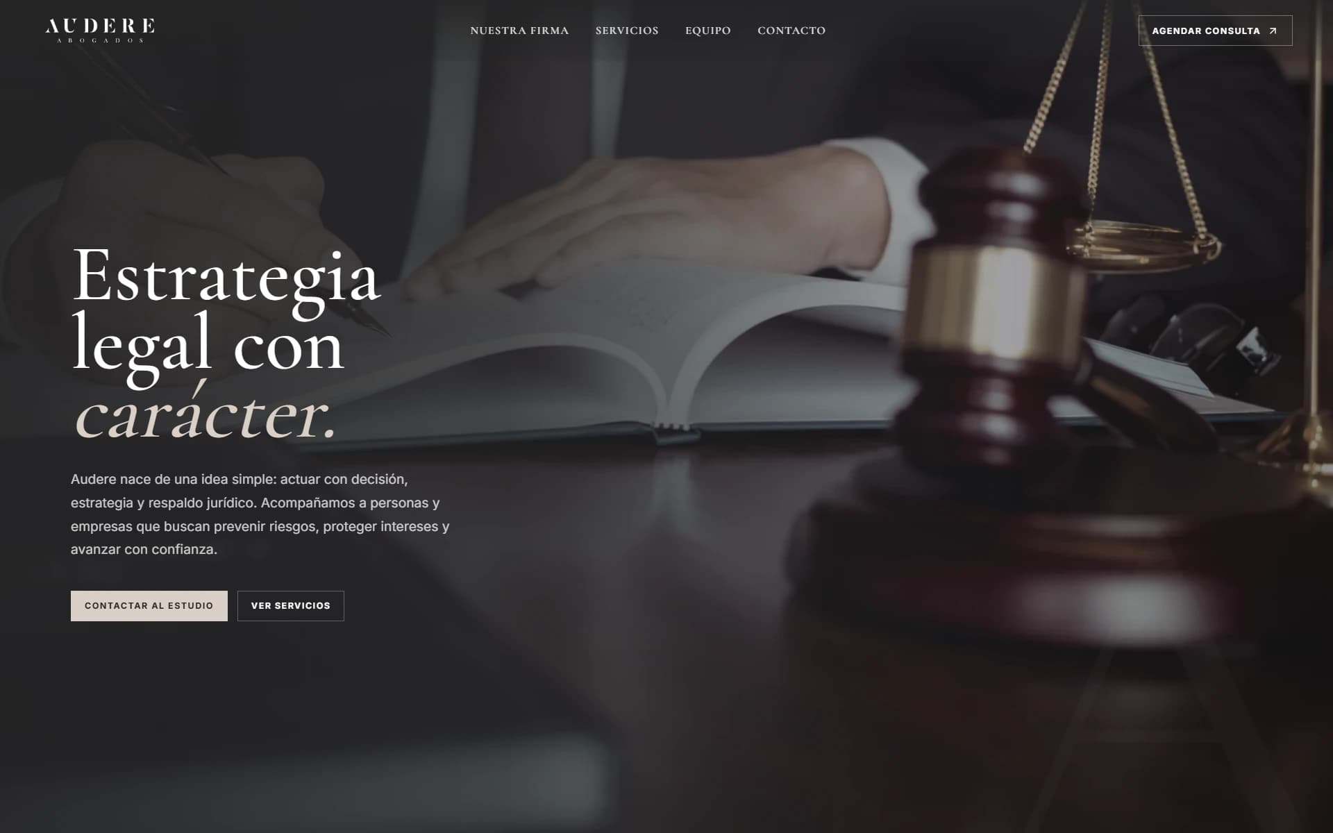 Sitio web de Audere Abogados