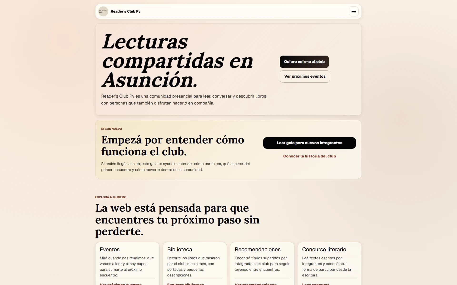 Sitio de Reader's Club Py