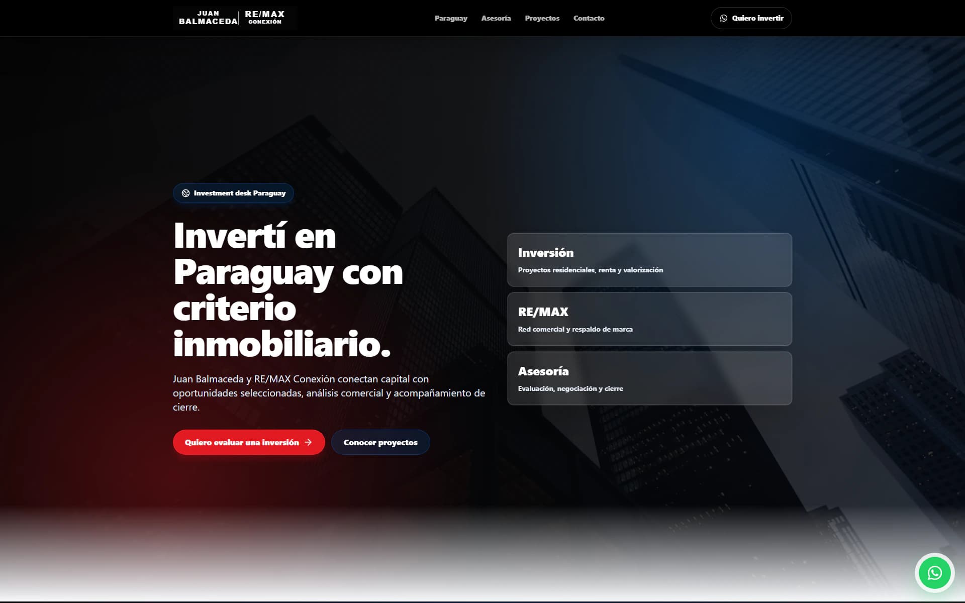 Sitio inmobiliario de Juan Balmaceda y REMAX Conexión