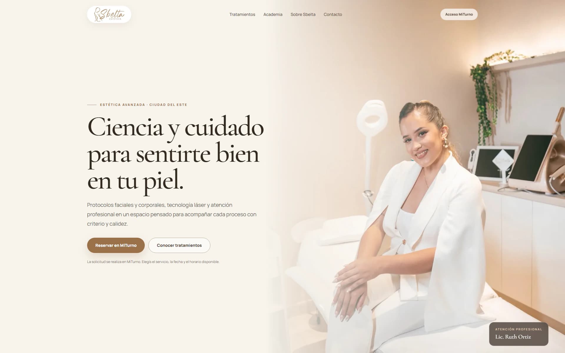 Sitio web de Sbelta Estética